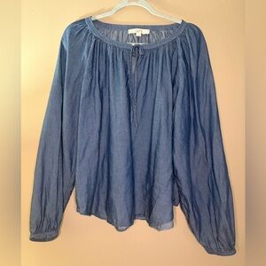 Loft Women's Blue Long Sleeve Denim Top Size XL